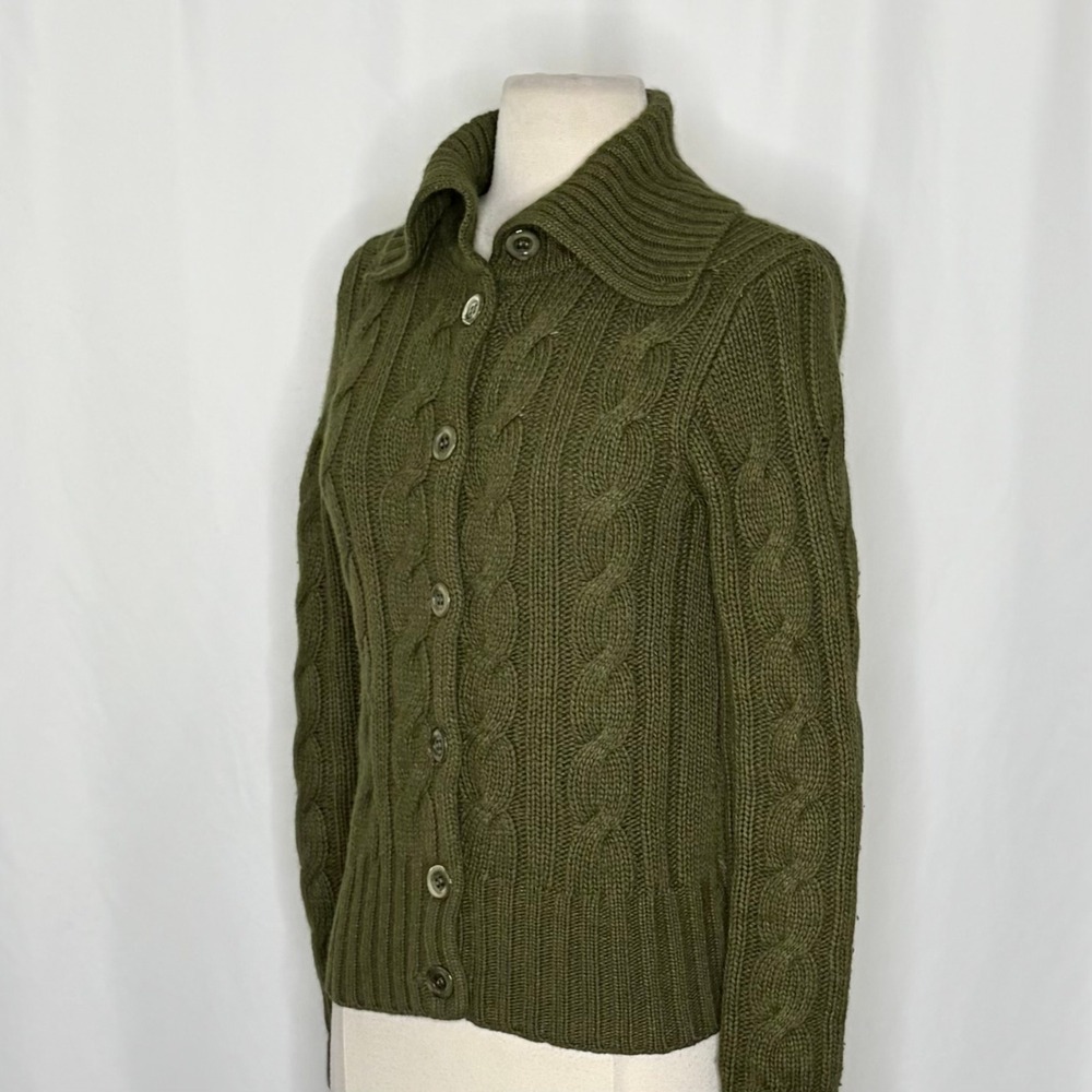Vintage J. CREW Cable Knit Shawl Collar Cardigan Sweater‎ Wool Cashmere X-Small - Picture 8 of 14